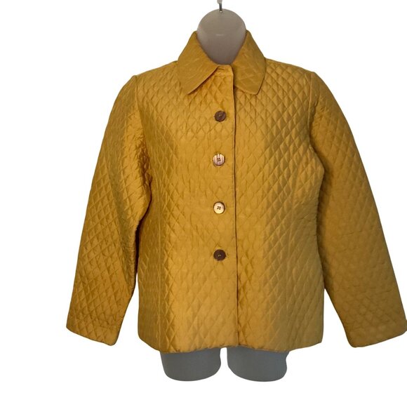 Kiko Jackets & Blazers - Kiko Yellow Quilted 100% Silk Womens Jacket With Button Front & Collar - Size S
